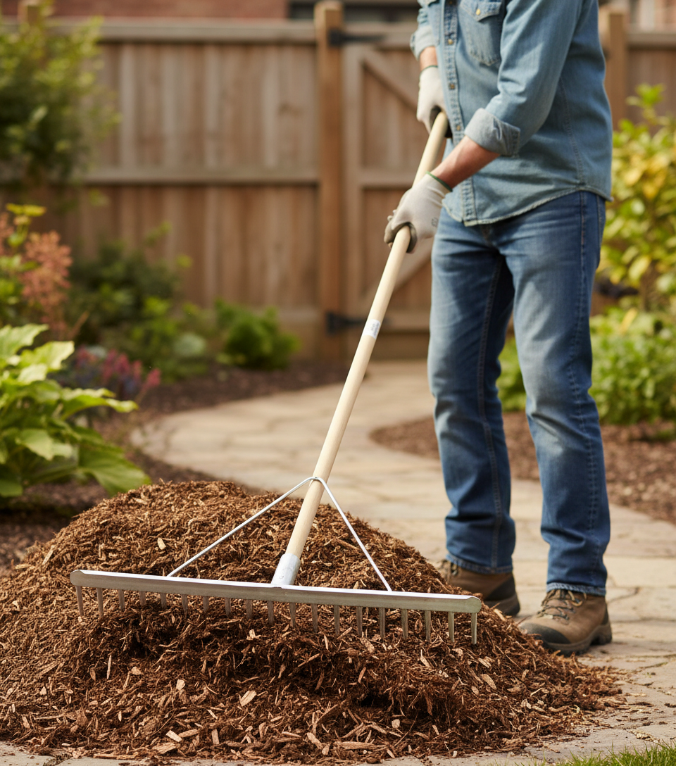 Heavy Duty Aluminum Crown Landscaping Rake - 66cm Wide with 18 Teeth for Efficient Flower Bed Preparation and Gravel Level...