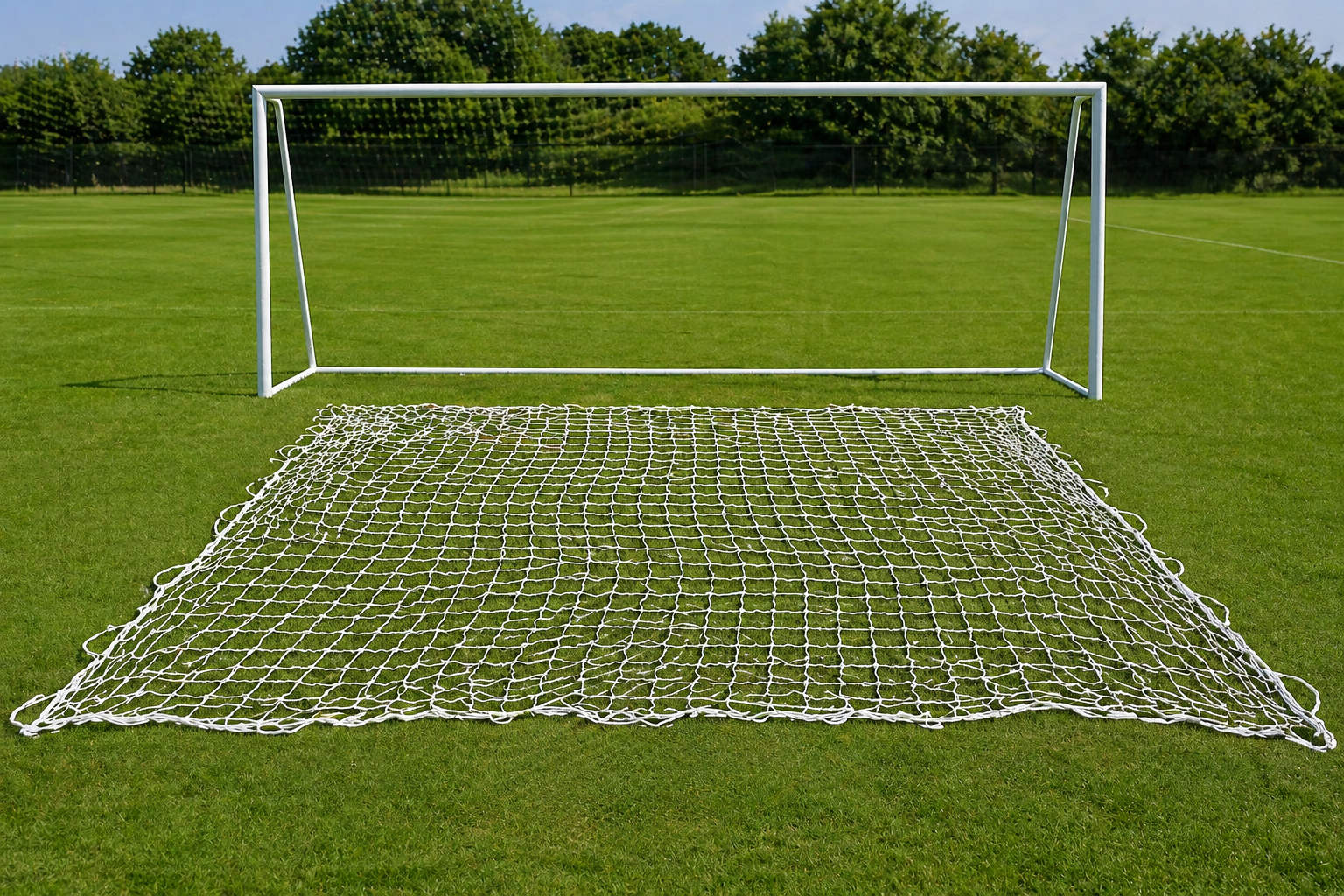 Heavy Duty Football Goal Net 6.4m x 2.13m – Premium Polyethylene Soccer Net Replacement – Adjustable Runback 1m–2.7m – Weatherproof Training & Match Net